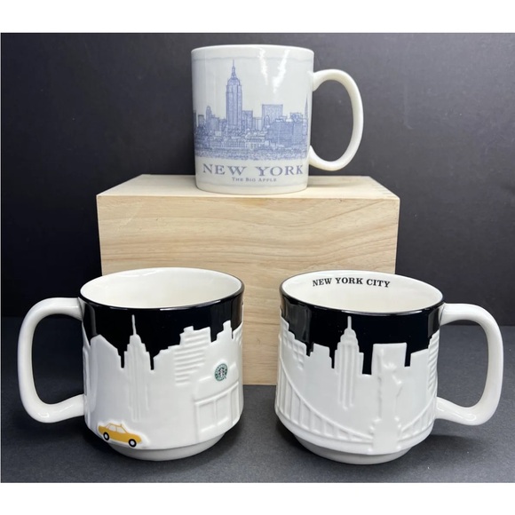 Starbucks New York Collector Series Mugs Set of 3 3D Cab/NY Architecture 2010-11 - Picture 1 of 12